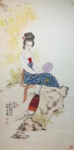 著名的蓝色工笔画（古典四大美女仕女图）(4)