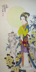 著名的蓝色工笔画（古典四大美女仕女图）(5)