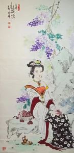 著名的蓝色工笔画（古典四大美女仕女图）(6)