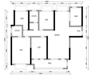 融创144平四室两厅两卫装修效果图（太不敢相信了143平四居室）(5)