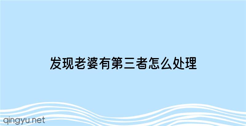 发现老婆有第三者怎么处理