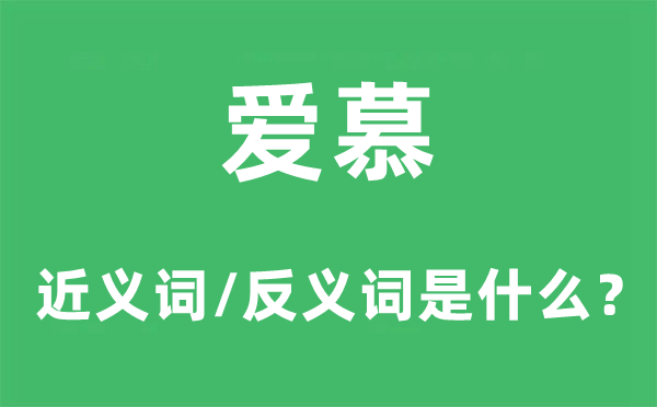 爱慕的近义词和反义词是什么,爱慕是什么意思