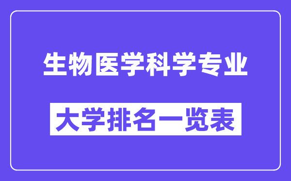 全国生物医学科学专业大学排名一览表（最新排行榜）