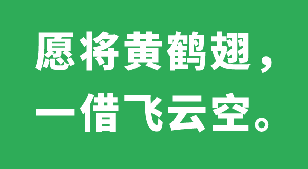 愿将黄鹤翅，一借飞云空的意思是什么,出处、解释,黄鹤是什么鹤