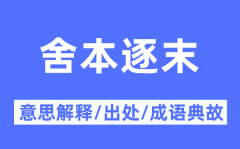 舍本逐末的意思解释？舍本逐末的出处及成语典故