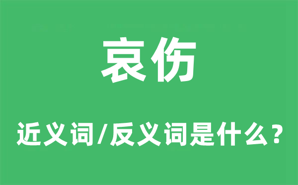 哀伤的近义词和反义词是什么,哀伤是什么意思