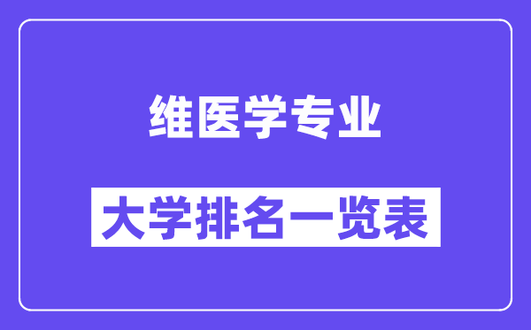 全国维医学专业大学排名一览表（最新排行榜）