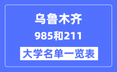 乌鲁木齐有哪些大学是985和211？乌鲁木齐985和211高校名单一览